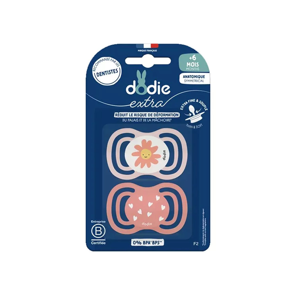 მატყუარა ანატომიური ვარდისფერი 6 თვიდან 2 ცალი 2365 დოძიე - DODIE