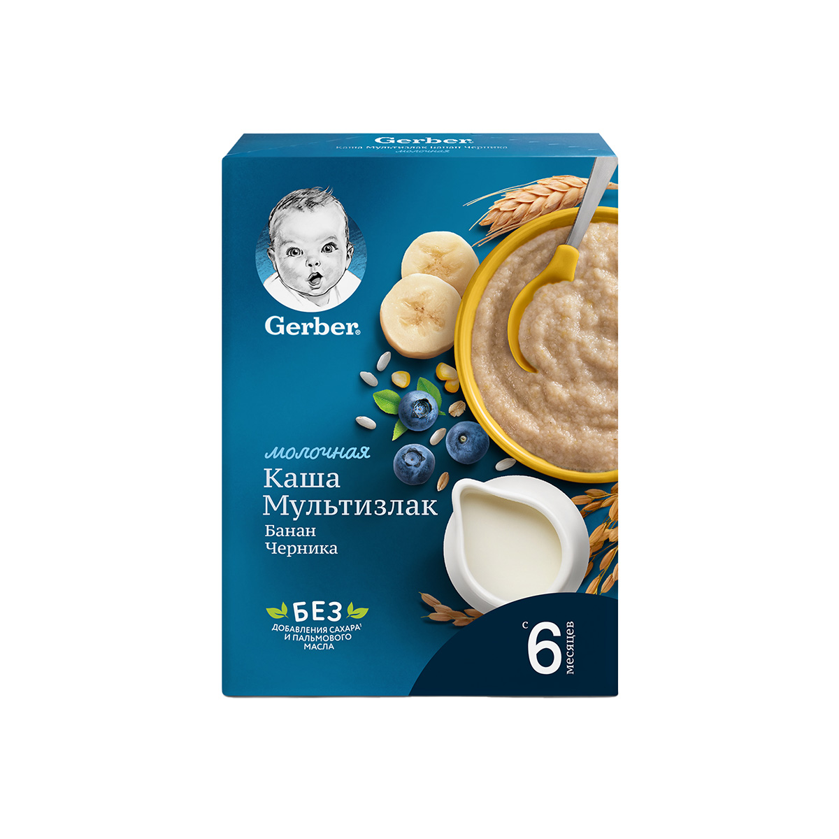 Gerber - გერბერი რძიანი ფაფა მოცვი და ბანანი 2711