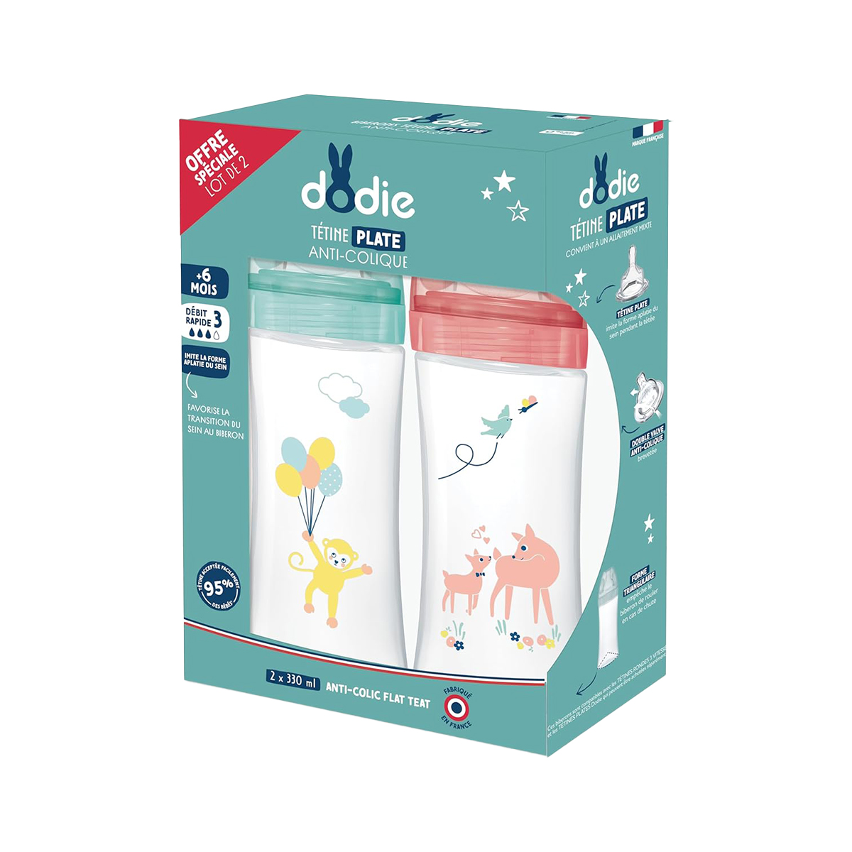 ბოთლი AC 330 მლ ვარდისფერი 2 ცალი 6699 დოძიე - DODIE