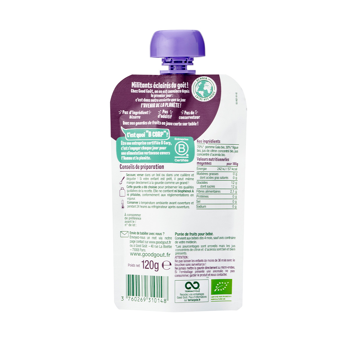 Good gout - გუდ გოუტი პაუჩი ვაშლი და ლეღვი 120 გრ. 0148 2