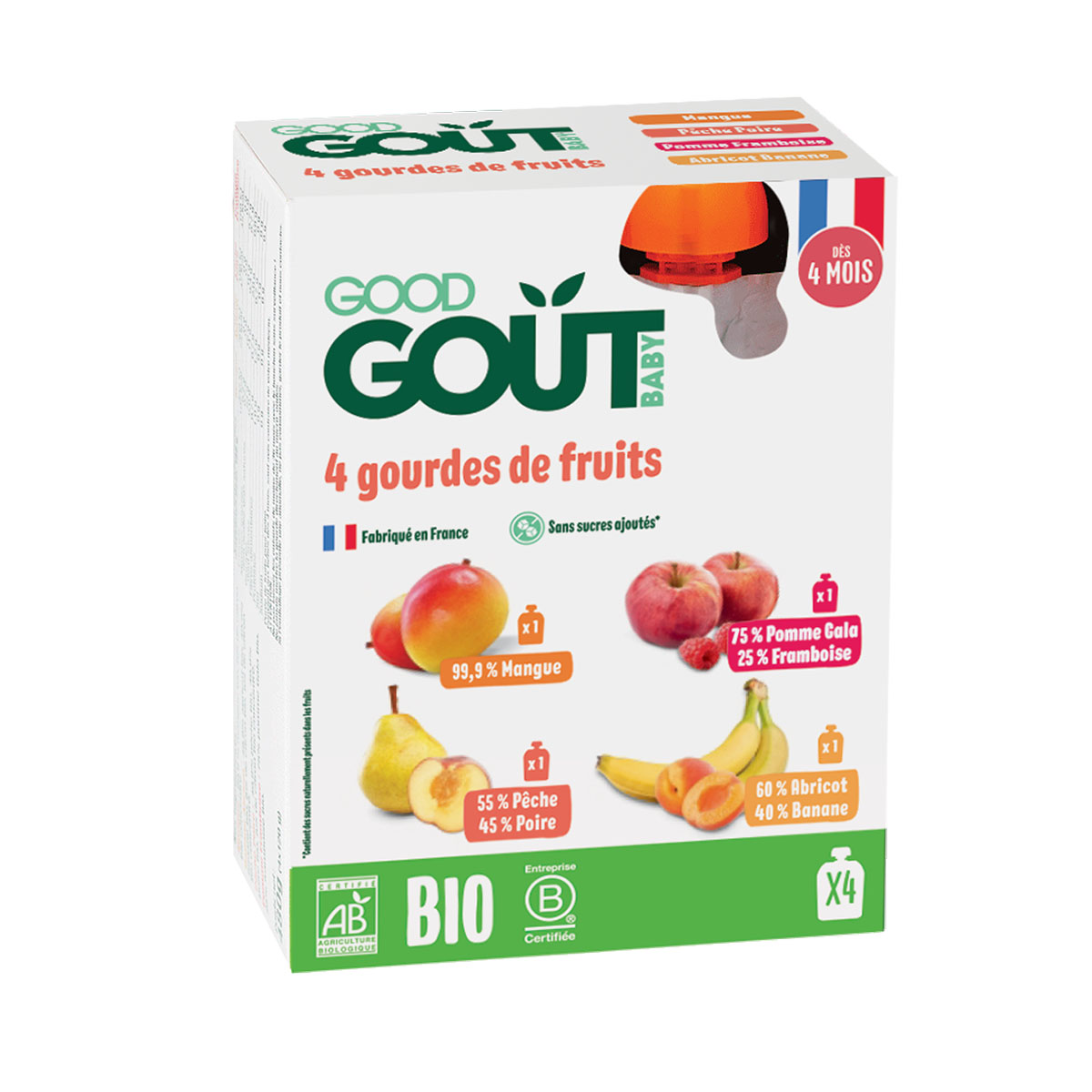 Good gout - გუდ გოუტი ხილის პაუჩების ნაკრები 120 გრ. 4 ცალი 2753