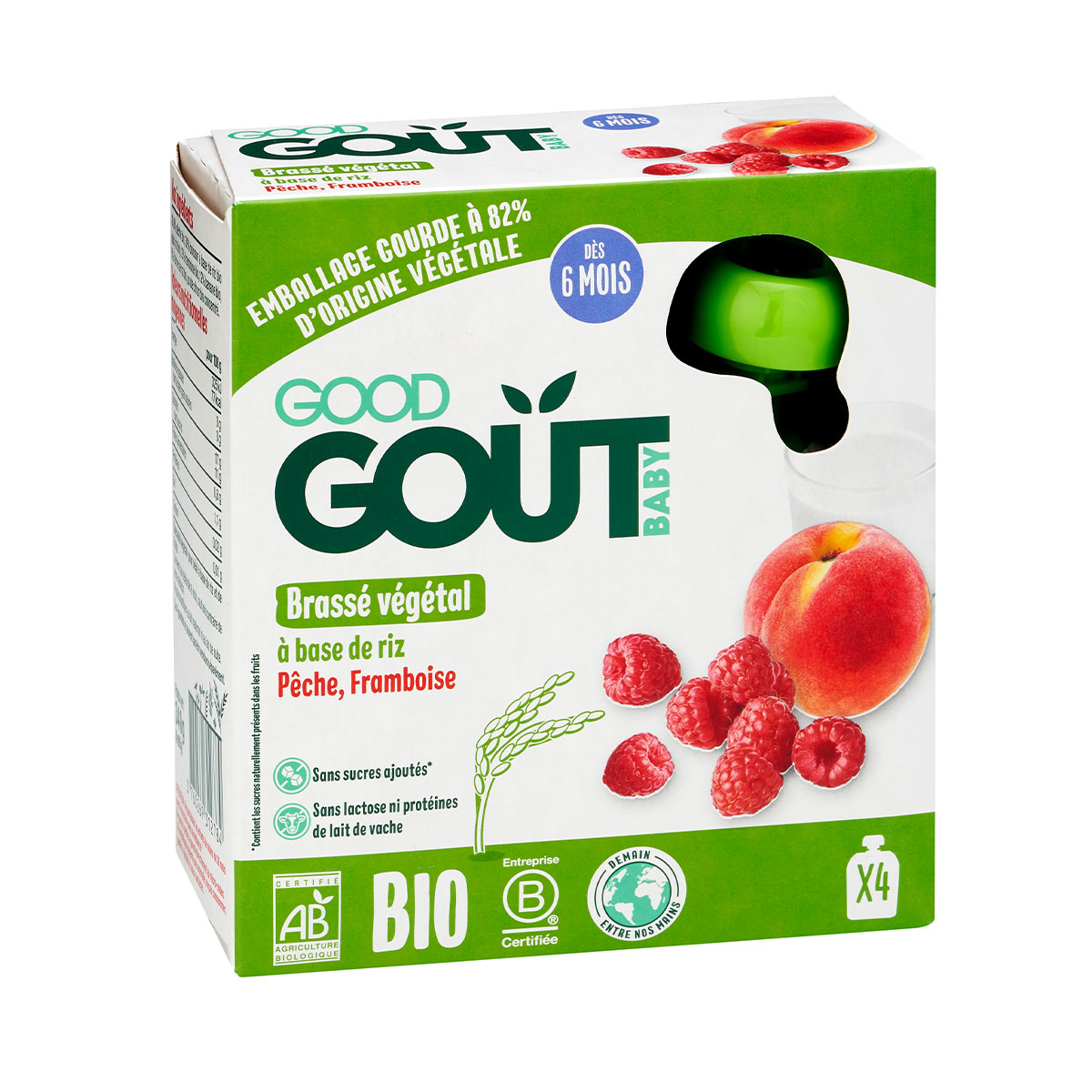 Good gout - გუდ გოუტი იოგურტი ბრინჯი ატამი და ჟოლო 85 გრ. 4 ცალი 2784